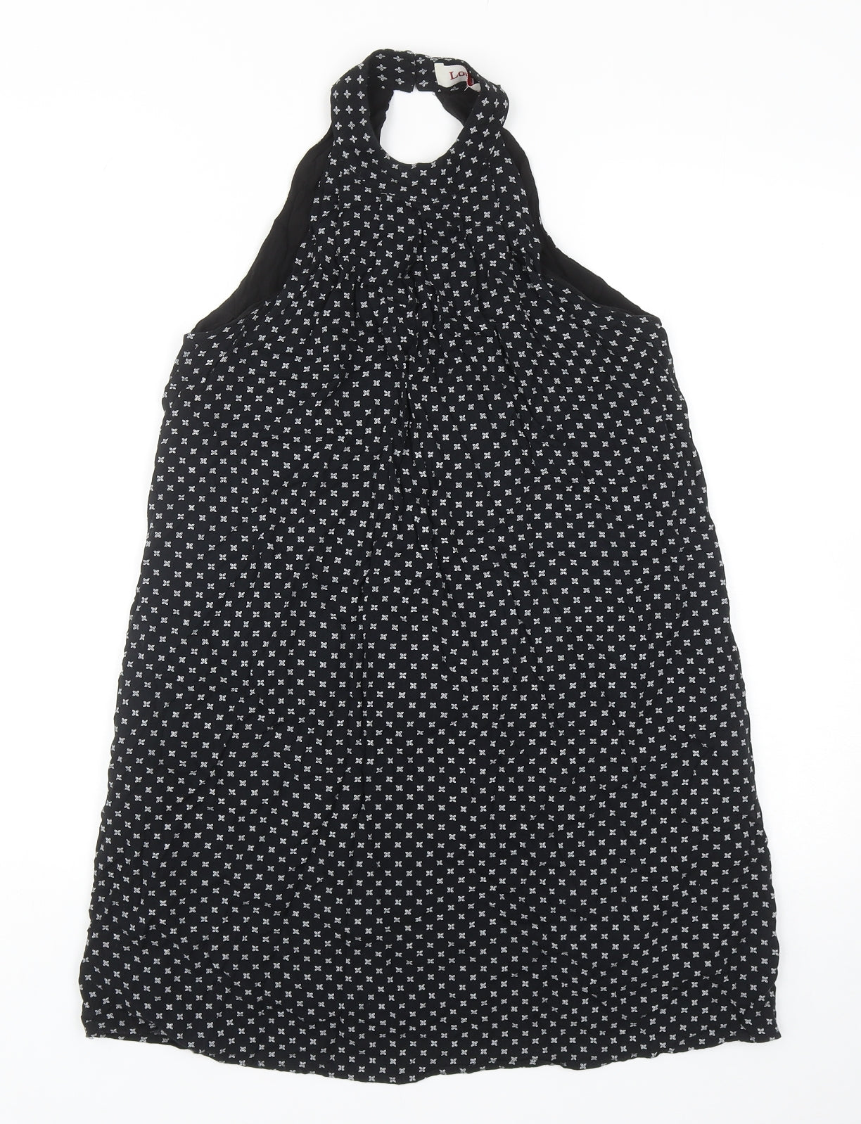 Louche Womens Black Polka Dot Viscose Shift Size 8 Halter Button