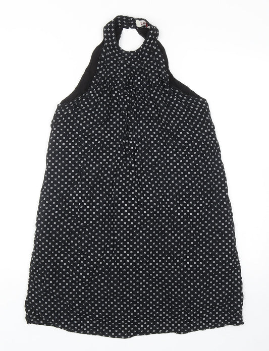 Louche Womens Black Polka Dot Viscose Shift Size 8 Halter Button