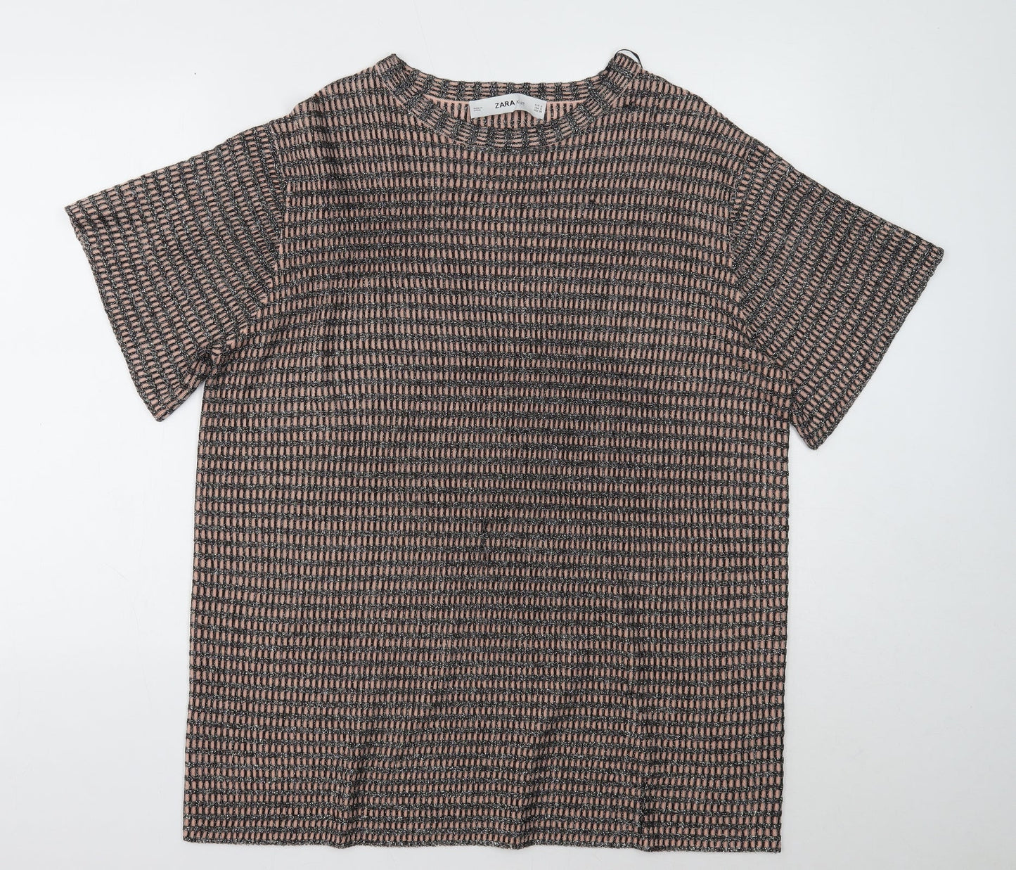 Zara Womens Multicoloured Geometric Polyester Shift Size 8 Boat Neck Pullover