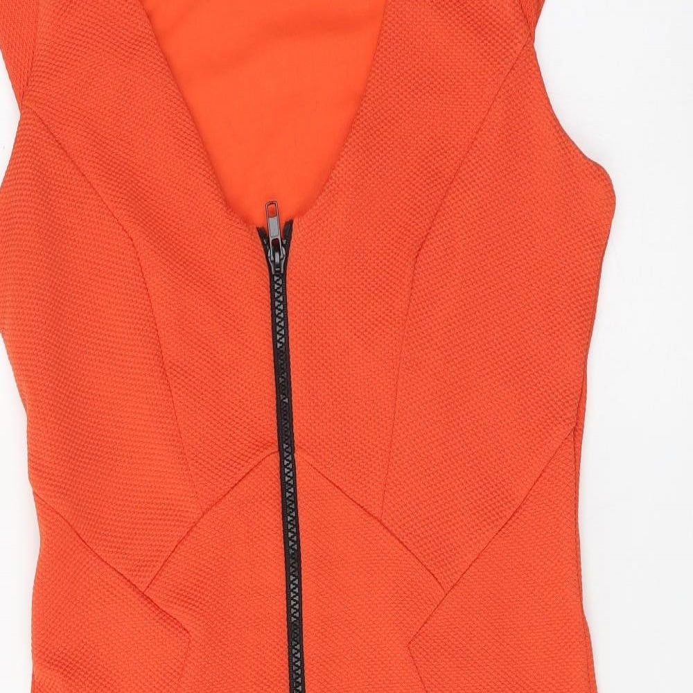 Raspberry Womens Orange Polyamide Mini Size 10 V-Neck Zip