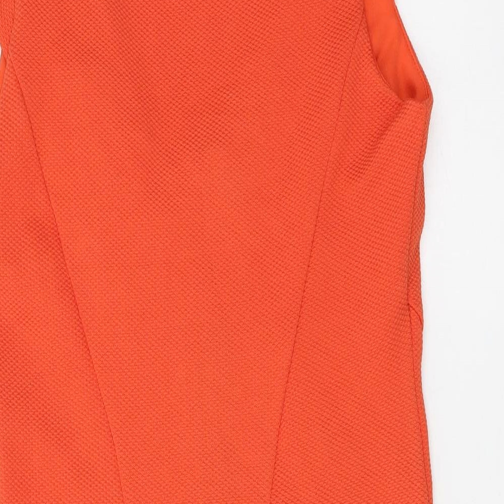 Raspberry Womens Orange Polyamide Mini Size 10 V-Neck Zip