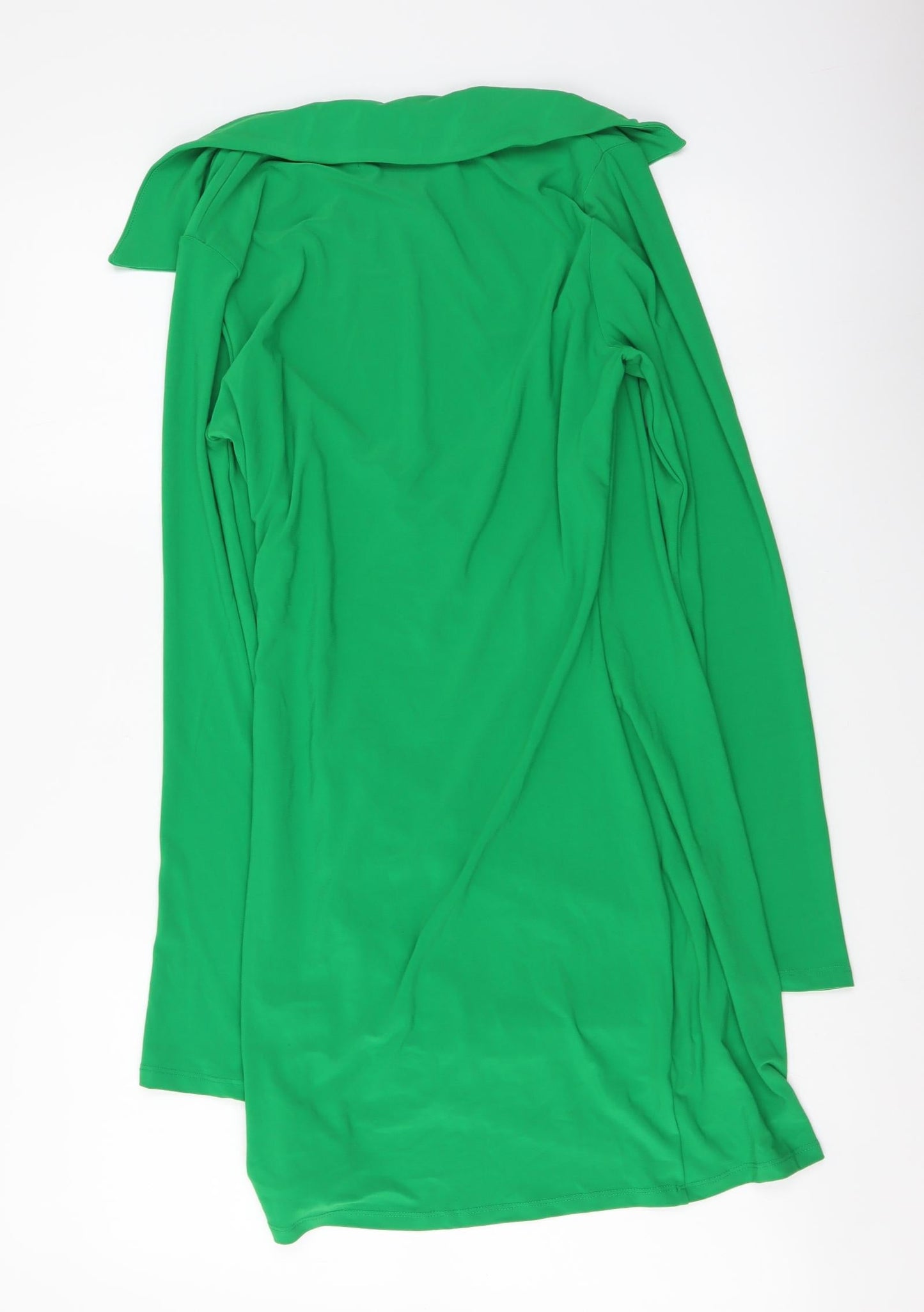 Bershka Womens Green Polyester Mini Size L Collared Pullover