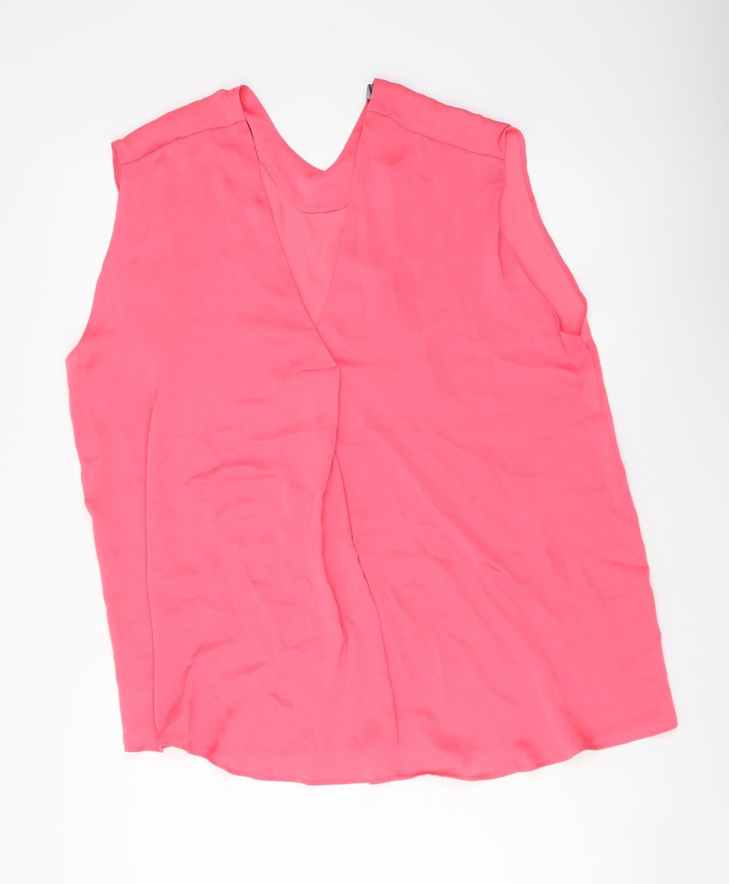 Marks and Spencer Womens Pink Polyester Basic Blouse Size 16 V-Neck