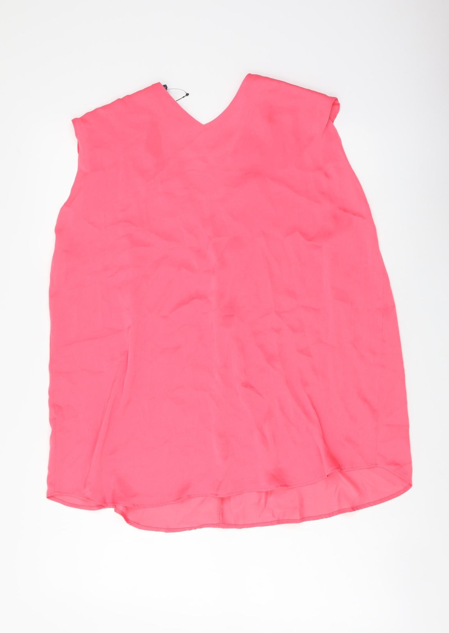 Marks and Spencer Womens Pink Polyester Basic Blouse Size 16 V-Neck