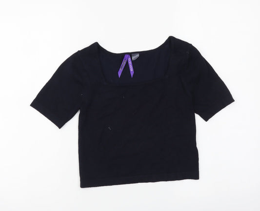Seraphine Womens Blue Viscose Basic T-Shirt Size 6 Square Neck
