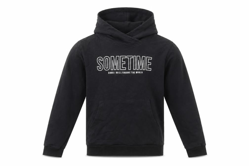 Sometime Soon Boys Black Cotton Pullover Hoodie Size 10 Years Pullover