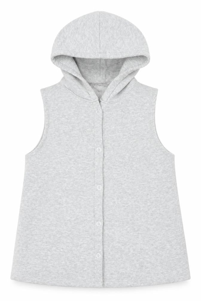 Preworn Girls Grey Polyester Pullover Hoodie Size M Button