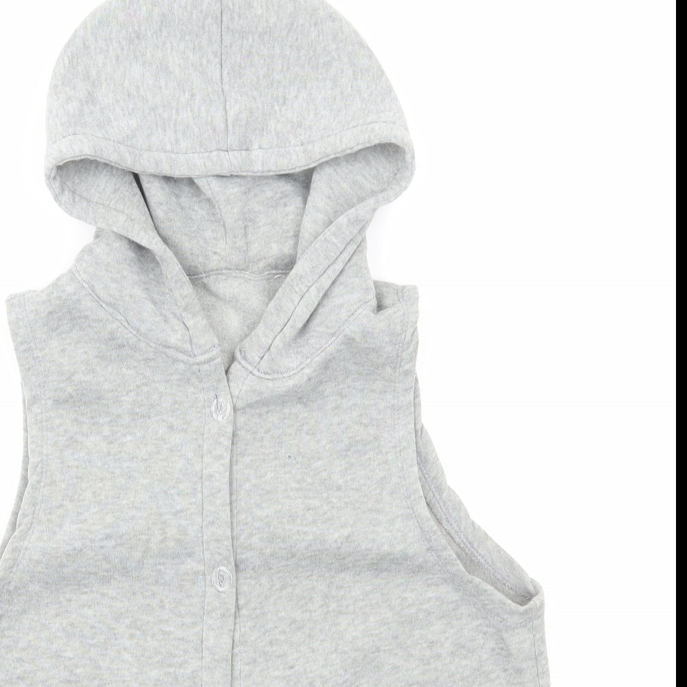 Preworn Girls Grey Polyester Pullover Hoodie Size M Button