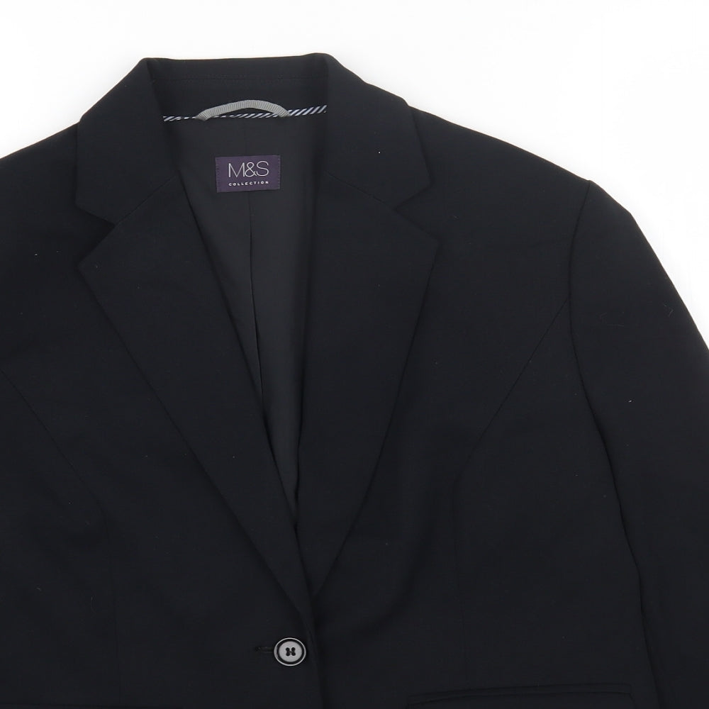 Marks and Spencer Womens Black Polyacrylate Fibre Jacket Blazer Size 12