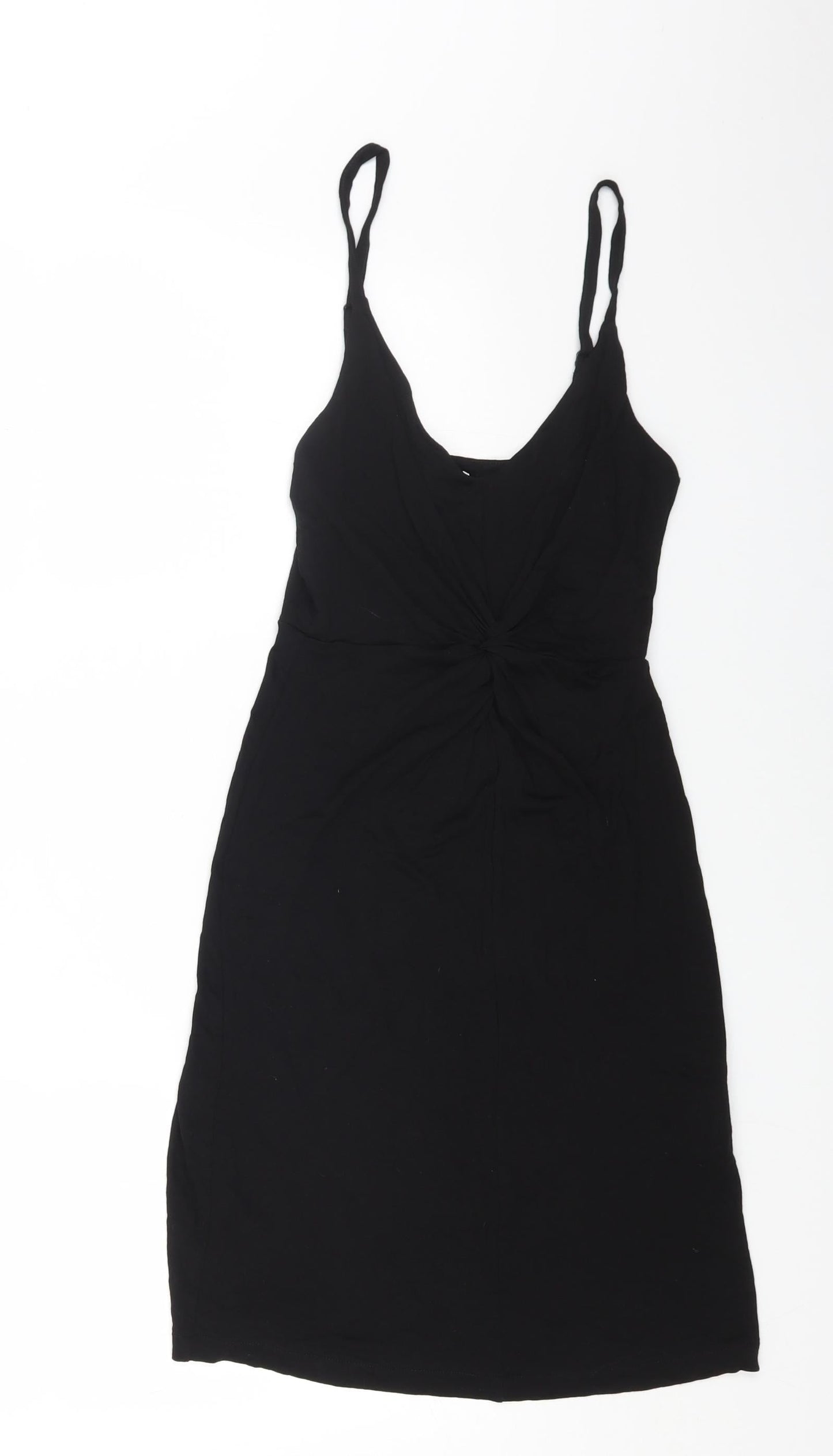 H&M Womens Black Cotton Slip Dress Size XS V-Neck Pullover