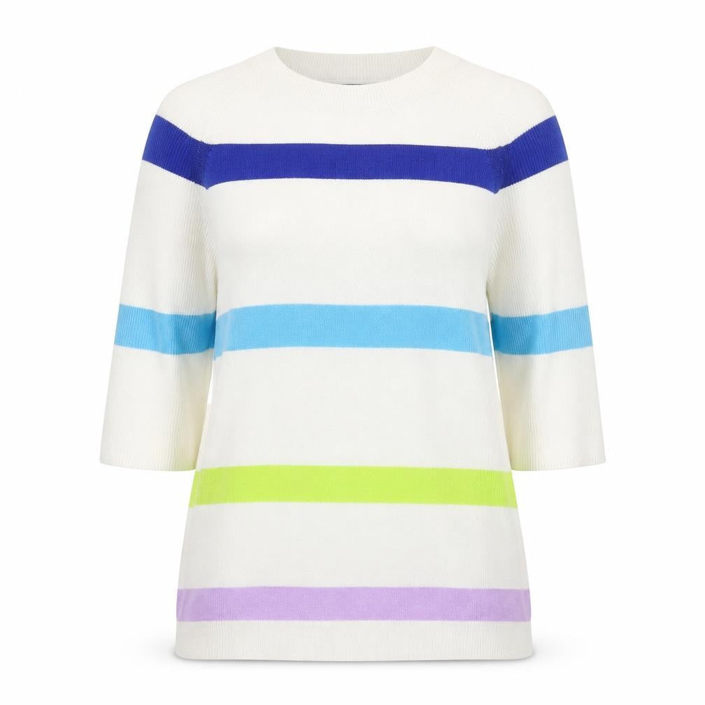 Marks & Spencer Womens Multicoloured Round Neck Striped Acrylic Pullover Jumper Size XS