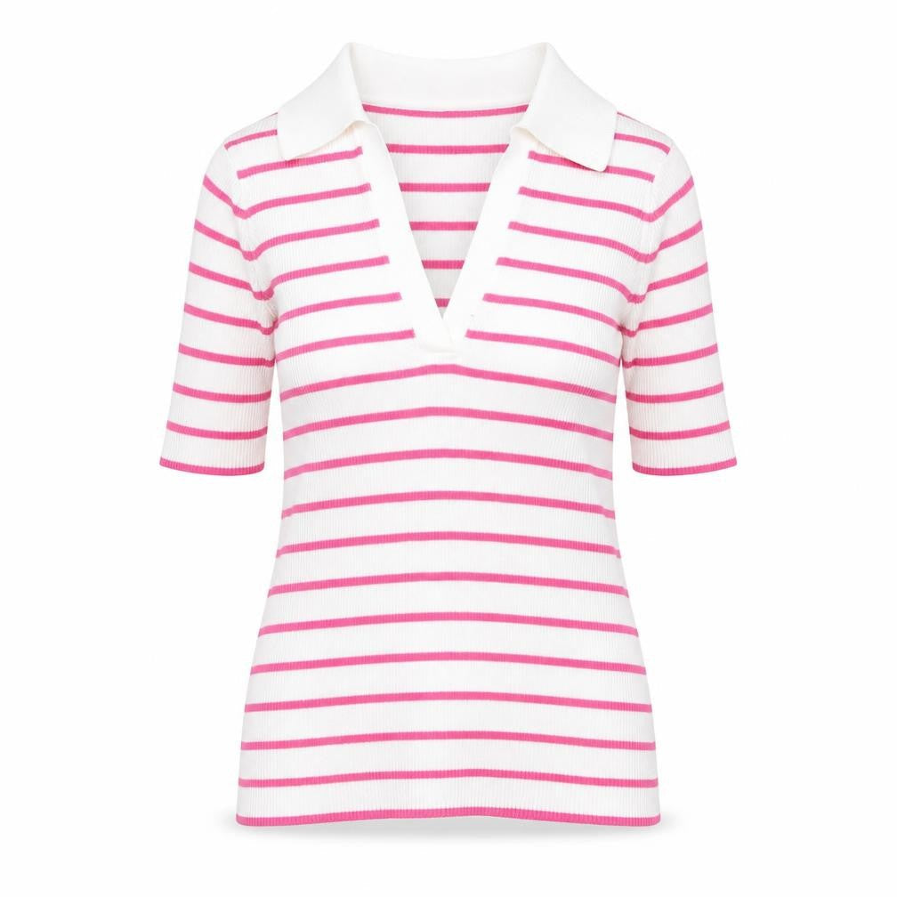 Marks & Spencer Womens Multicoloured Collared Striped Cotton Pullover Jumper Size S