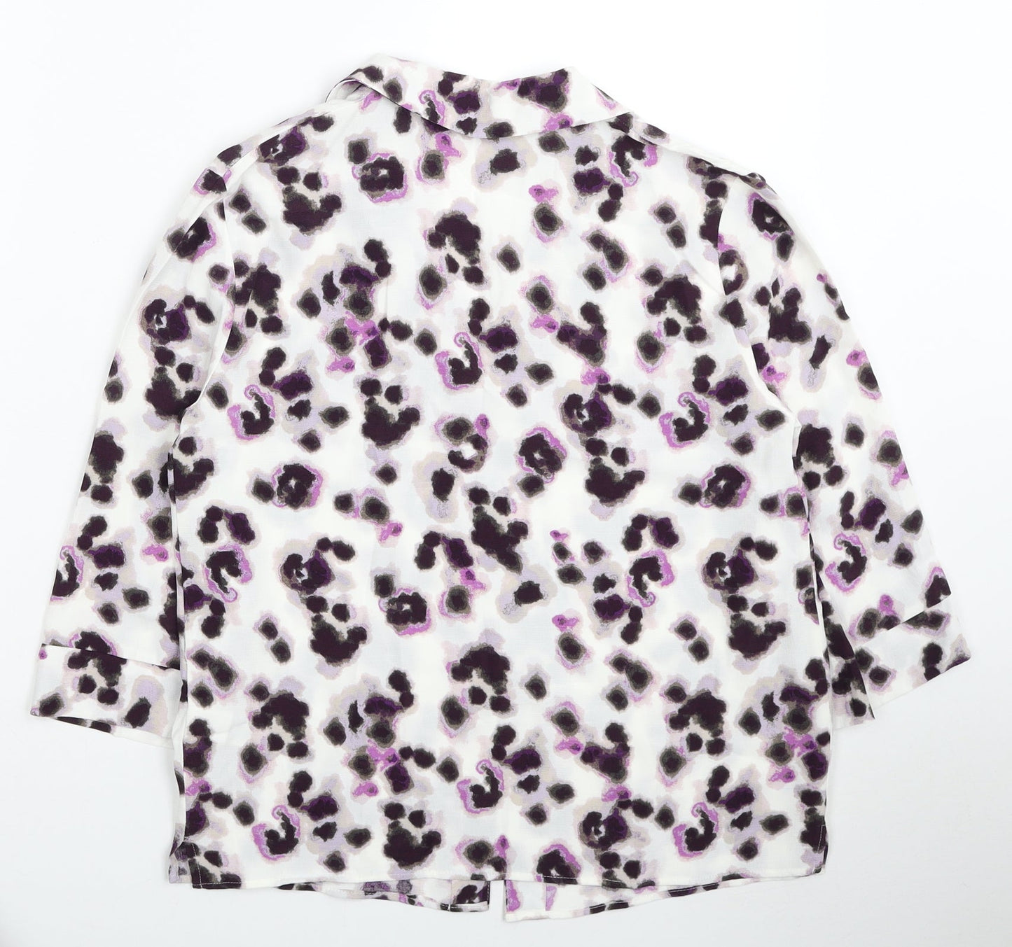 Marks and Spencer Womens Multicoloured Geometric Viscose Basic Button-Up Size 6 V-Neck