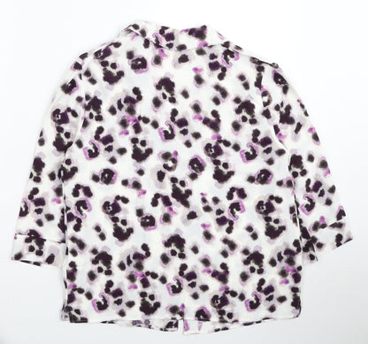 Marks & Spencer Womens Multicoloured Geometric Viscose Basic Button-Up Size 6 V-Neck