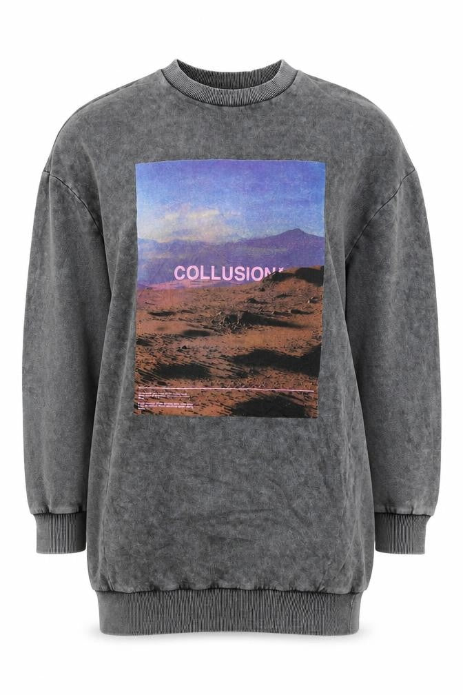COLLUSION Womens Grey Cotton Pullover Sweatshirt Size 8 Pullover