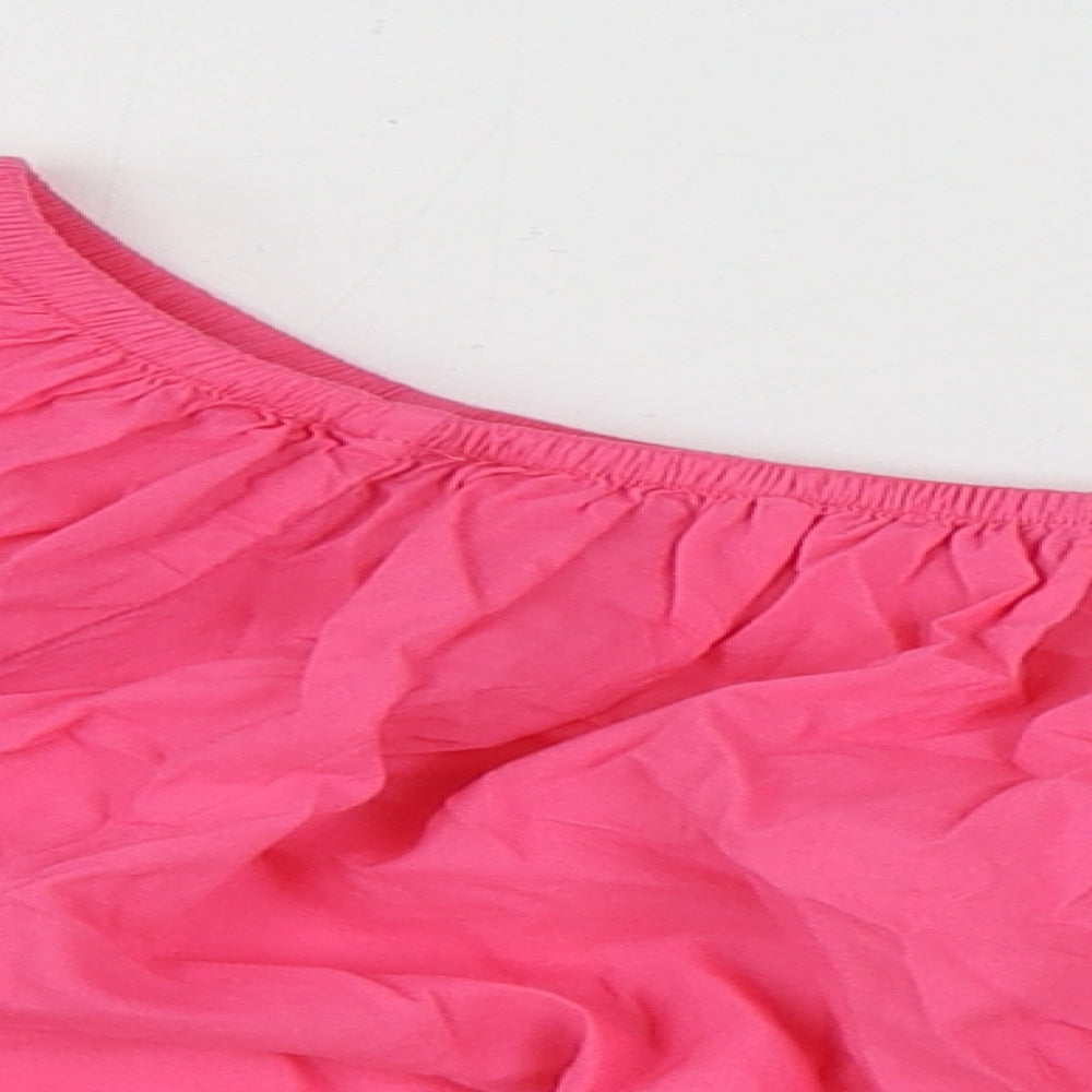 Marks and Spencer Womens Pink 100% Cotton Cropped Blouse Size 16 Scoop Neck