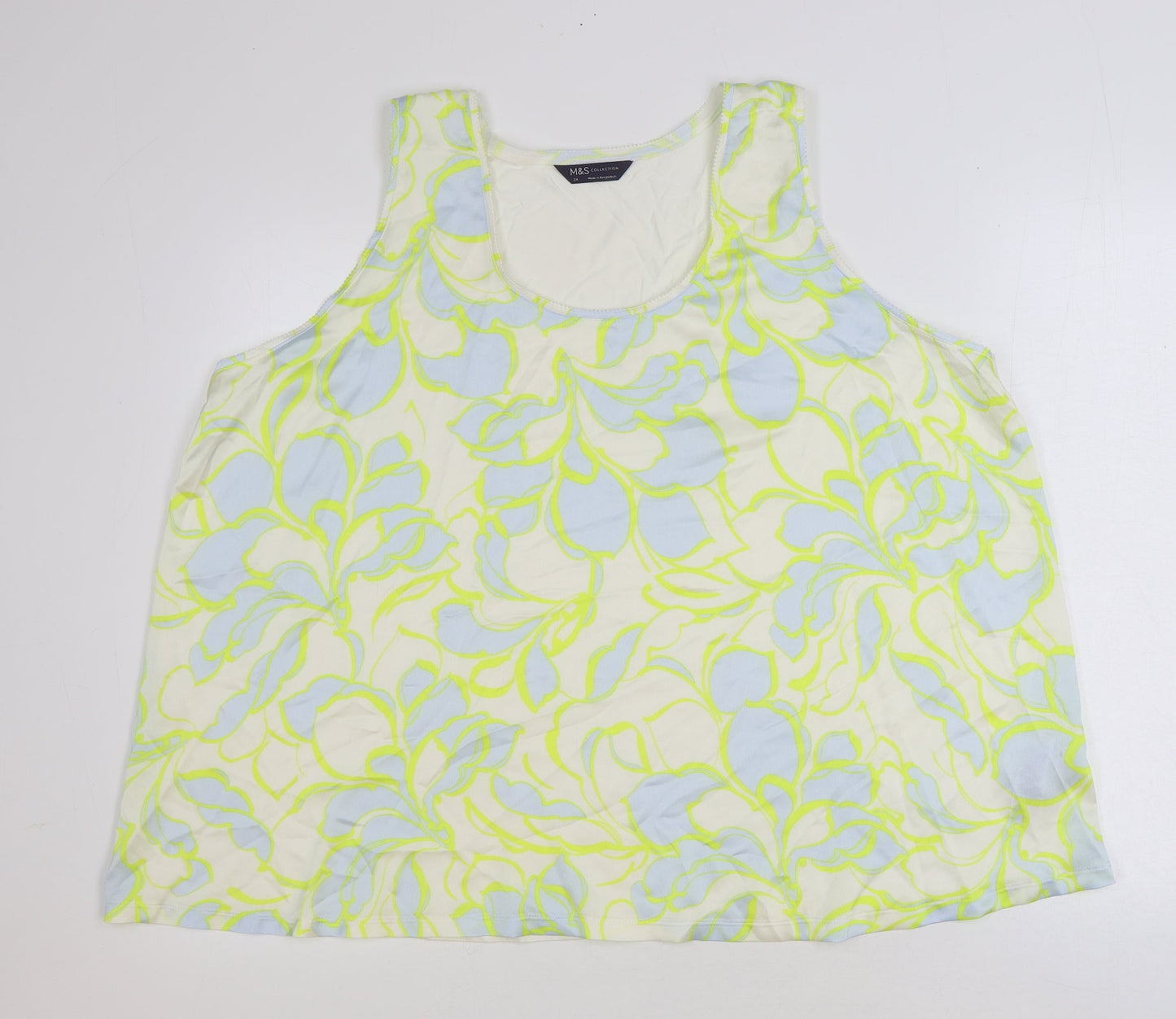 Marks and Spencer Womens Multicoloured Floral Polyester Basic Tank Size 24 Scoop Neck