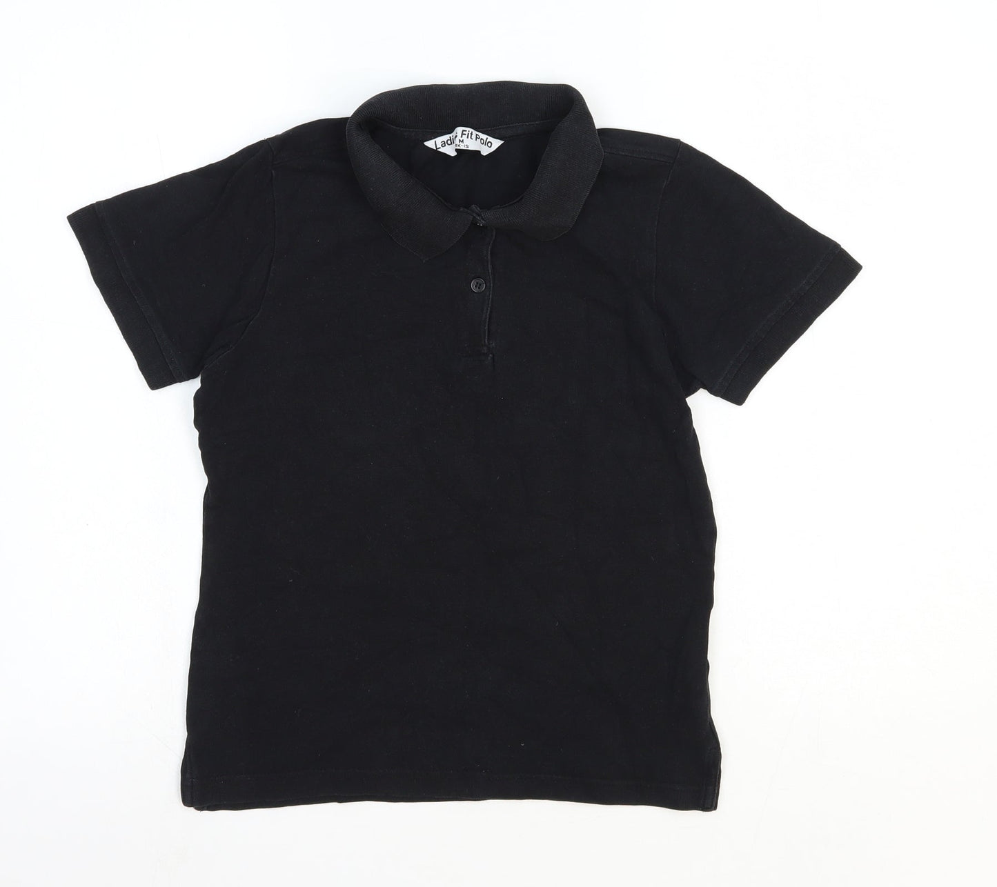 Preworn Womens Black Cotton Basic Polo Size M Collared