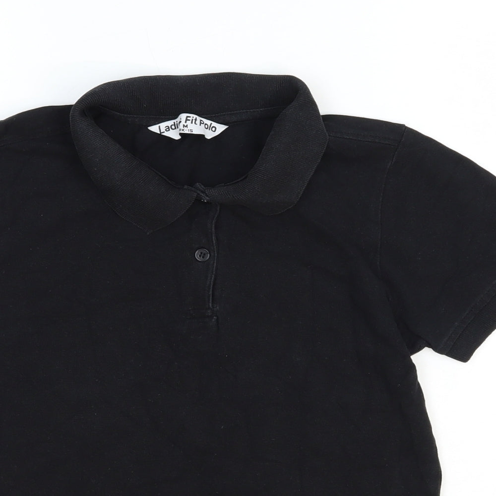 Preworn Womens Black Cotton Basic Polo Size M Collared