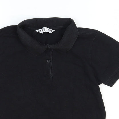 Preworn Womens Black Cotton Basic Polo Size M Collared