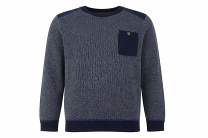 George Mens Blue Round Neck Geometric Cotton Pullover Jumper Size L