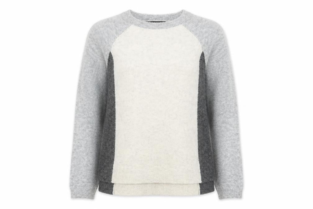Marks & Spencer Womens Grey Round Neck Acrylic Pullover Jumper Size M - Colourblock