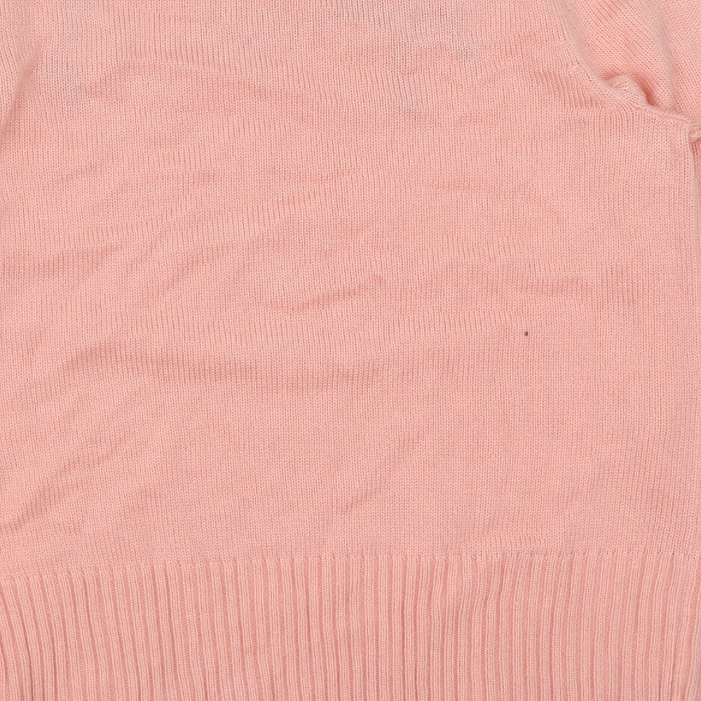 Damart Womens Pink Round Neck Floral Polyacrylate Fibre Pullover Jumper Size 10