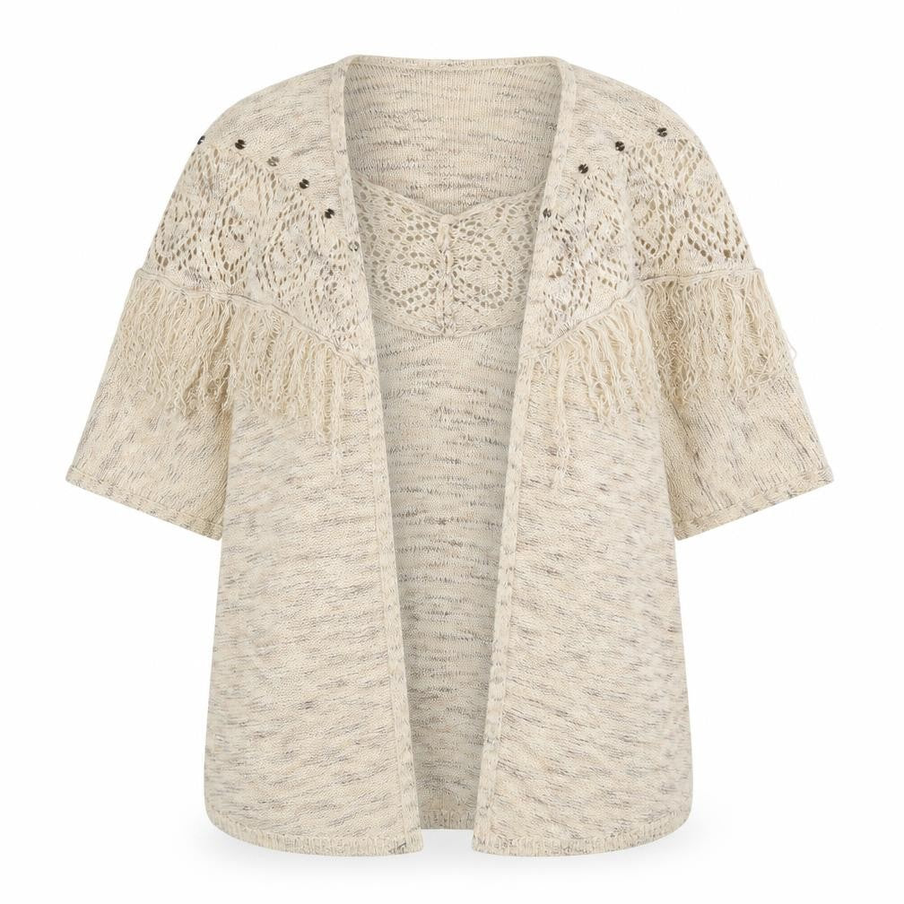 Knox Rose Womens Beige V-Neck Cotton Cardigan Jumper Size M