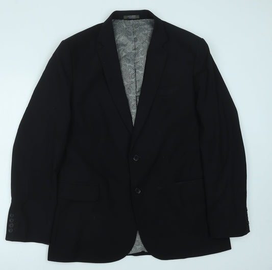 Simon Jersey Mens Black Polyester Jacket Blazer Size 42