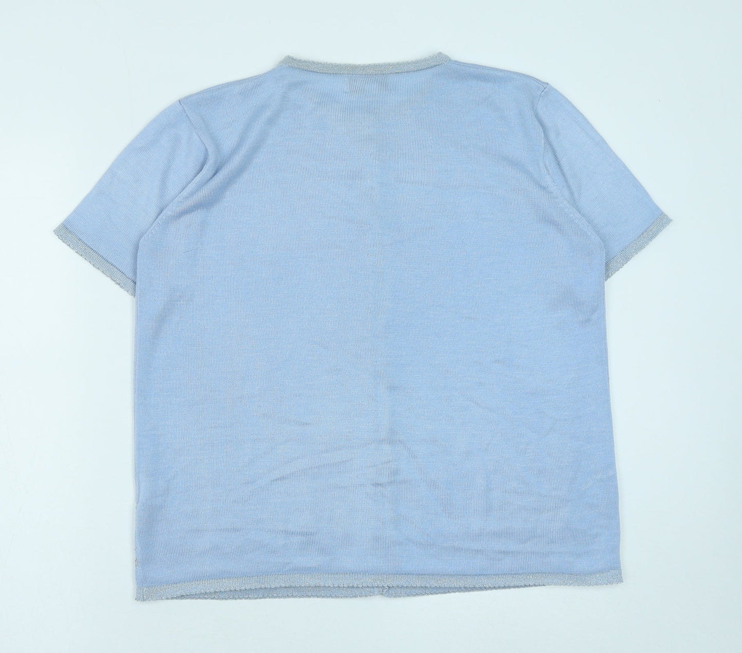Casamia Womens Blue Round Neck Acrylic Cardigan Jumper Size S
