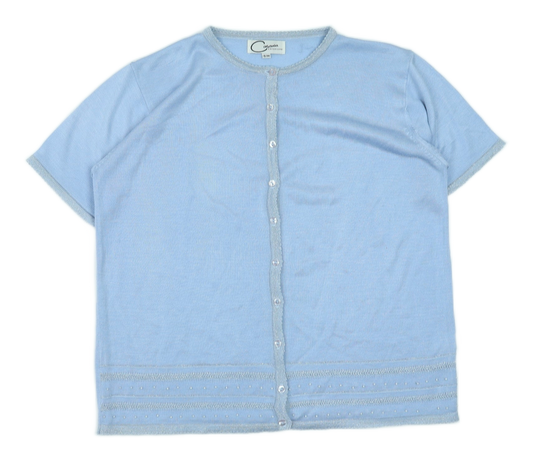 Casamia Womens Blue Round Neck Acrylic Cardigan Jumper Size S