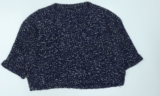 Marks and Spencer Womens Blue Round Neck Cotton Pullover Jumper Size M