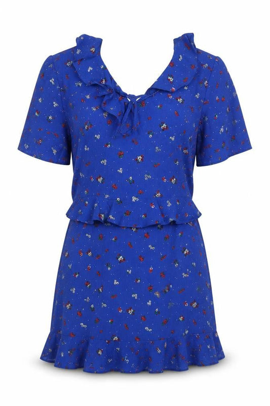 Fashion Union Womens Blue Fair Isle Polyester Mini Size 10 Scoop Neck Zip