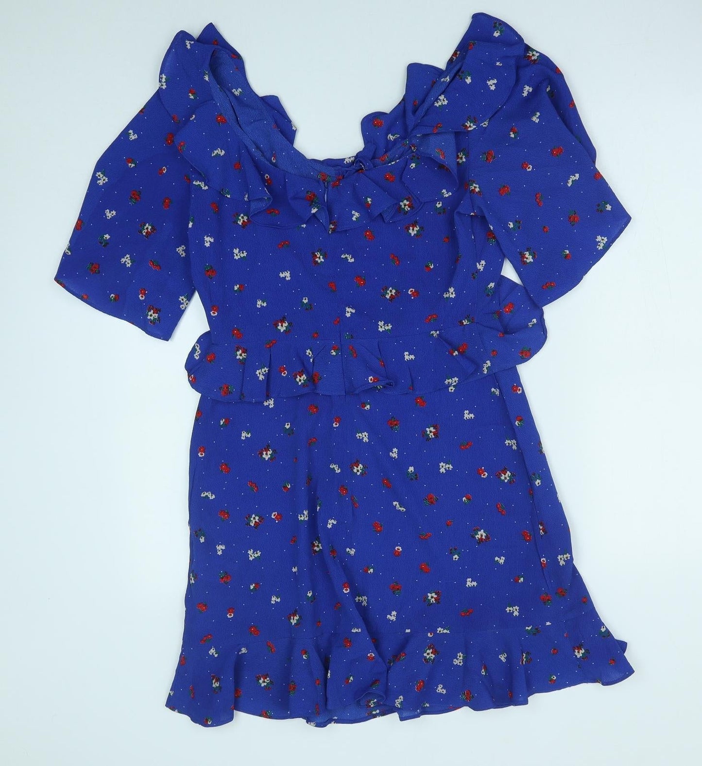 Fashion Union Womens Blue Fair Isle Polyester Mini Size 10 Scoop Neck Zip