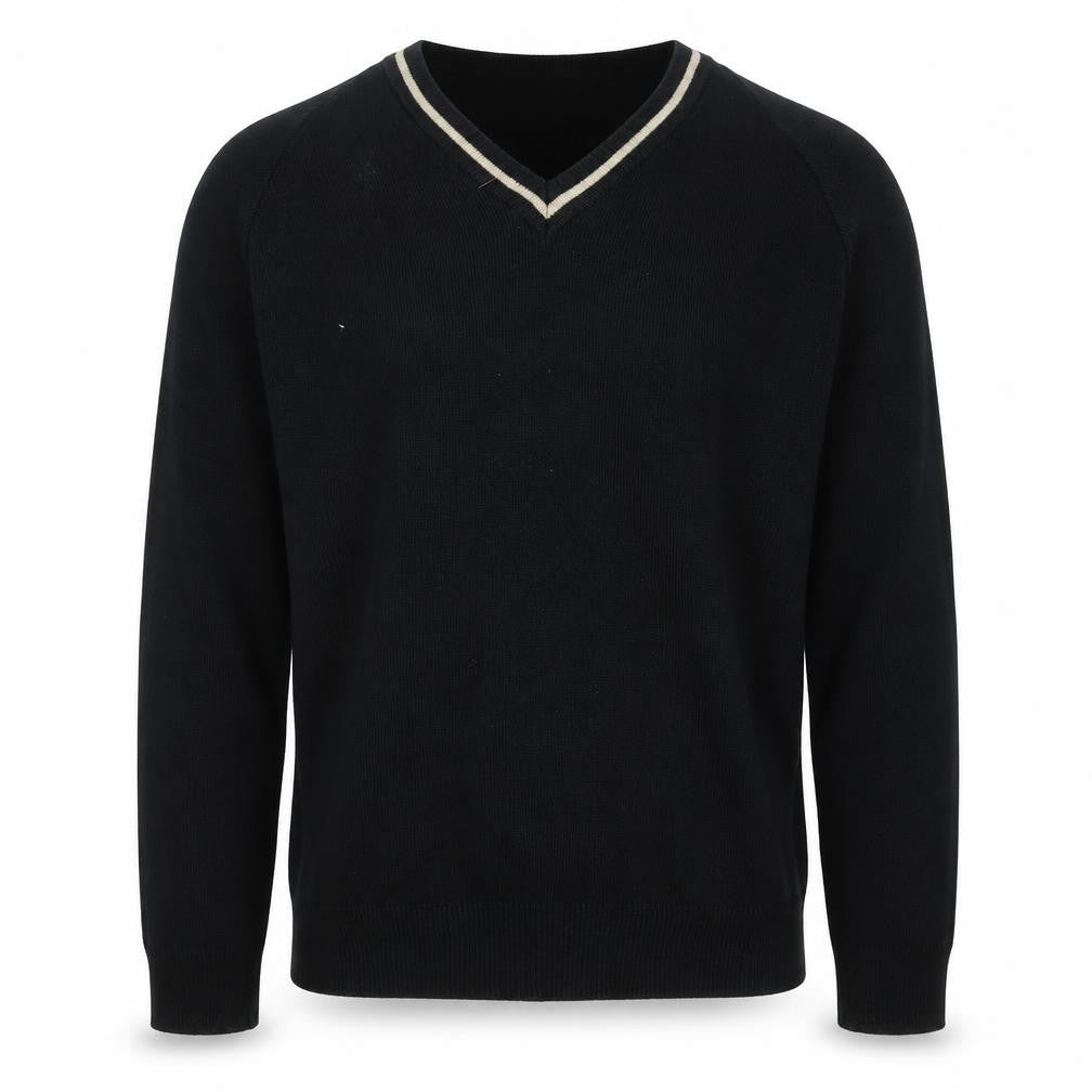 Monkhouse Mens Black V-Neck Cotton Pullover Jumper Size S