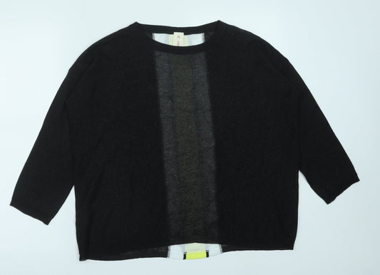 Ferrante Womens Black Round Neck Polyester Pullover Jumper Size M