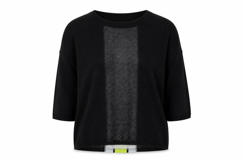 Ferrante Womens Black Round Neck Polyester Pullover Jumper Size M
