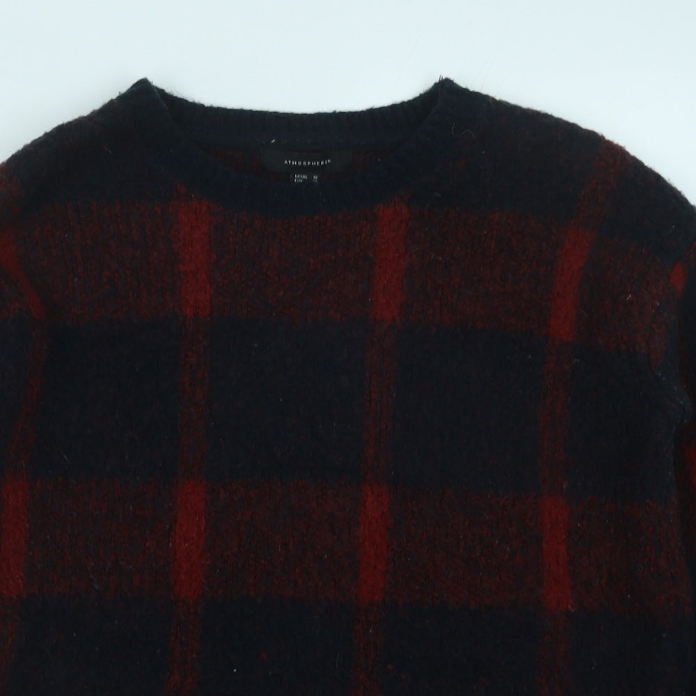Atmosphere Womens Red Round Neck Geometric Acrylic Pullover Jumper Size 10