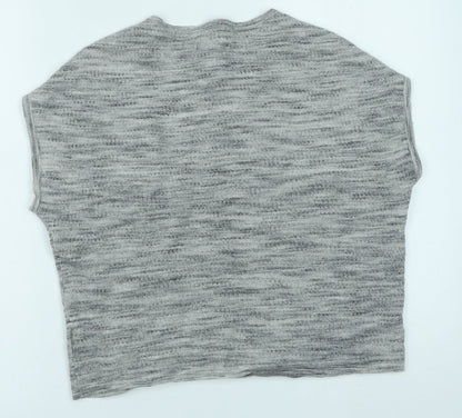 Nicole Miller Womens Grey Round Neck Wool Pullover Jumper Size M