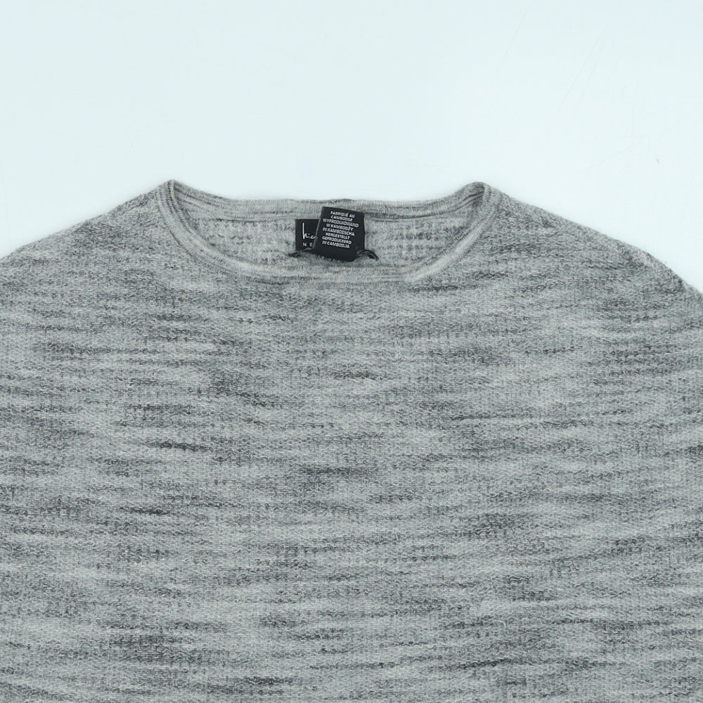 Nicole Miller Womens Grey Round Neck Wool Pullover Jumper Size M