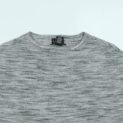 Nicole Miller Womens Grey Round Neck Wool Pullover Jumper Size M