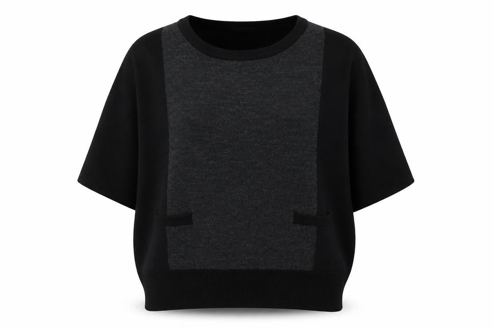 Marks & Spencer Womens Black Round Neck Acrylic Pullover Jumper Size 12 - Colour Block