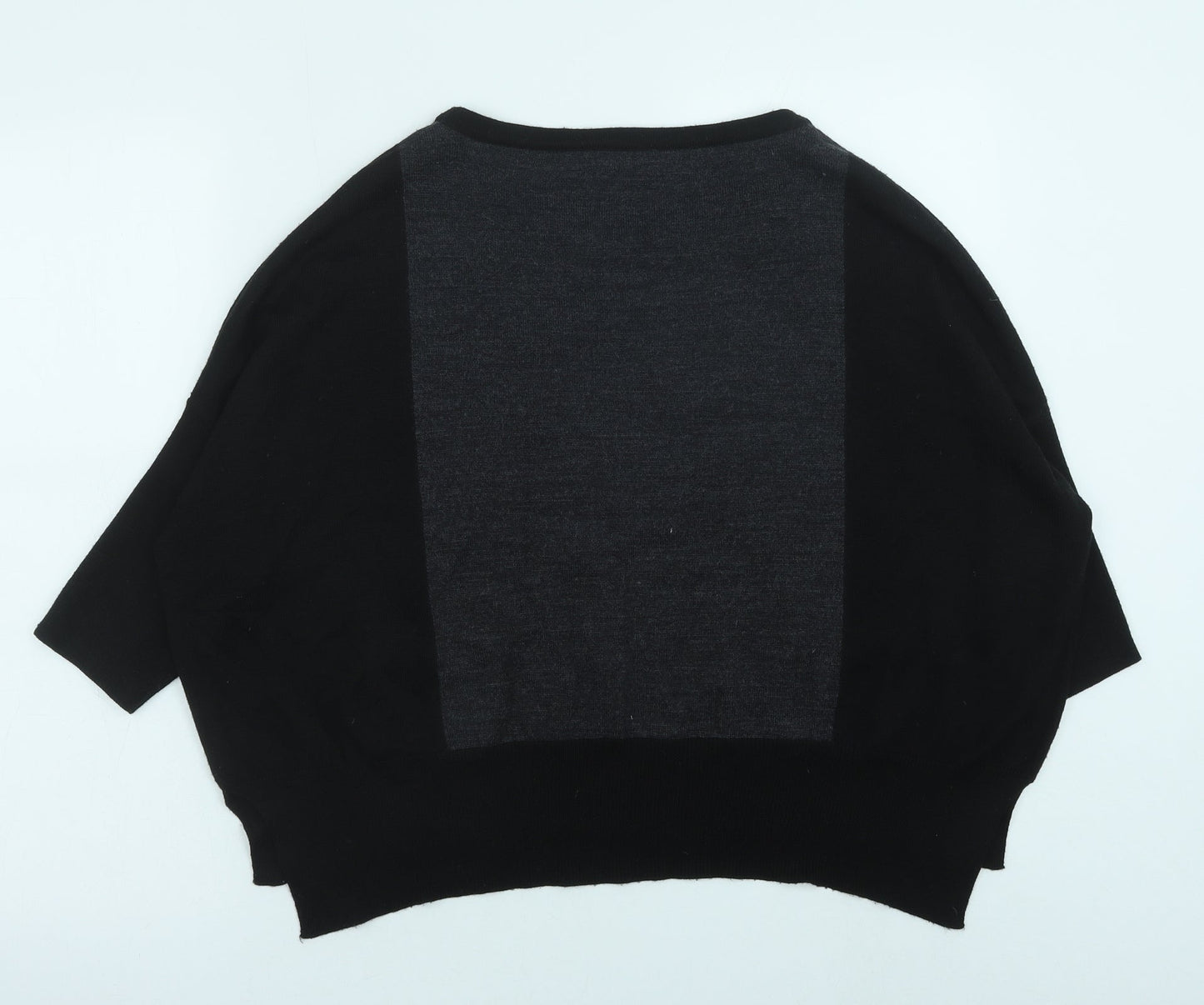 Marks and Spencer Womens Black Round Neck Acrylic Pullover Jumper Size 12 - Colour Block