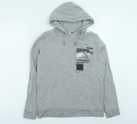 Topman Womens Grey Cotton Pullover Hoodie Size 2XS Pullover
