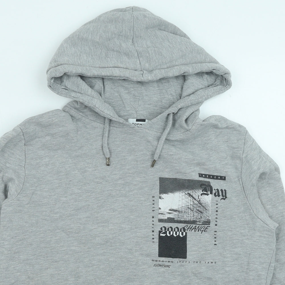 Topman Womens Grey Cotton Pullover Hoodie Size 2XS Pullover