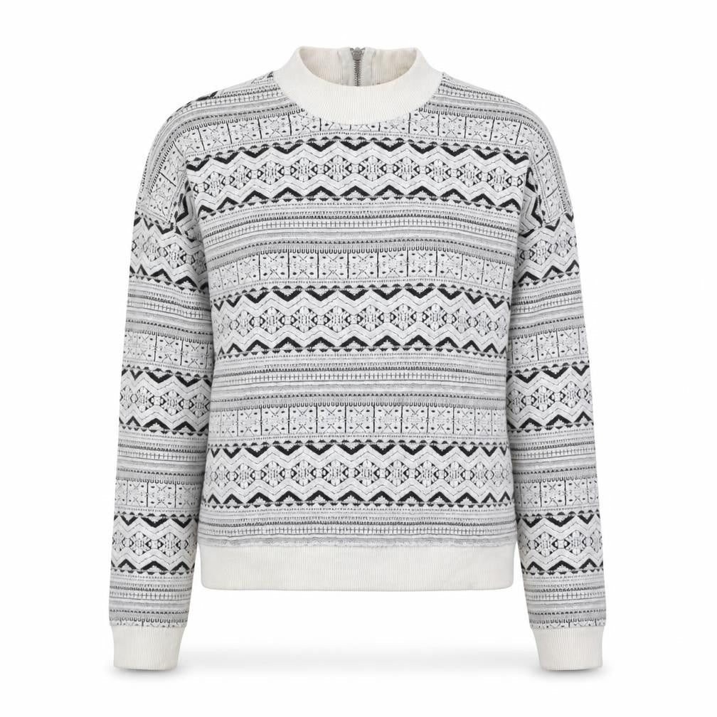 Bershka Womens White Geometric Polyester Pullover Sweatshirt Size S Zip