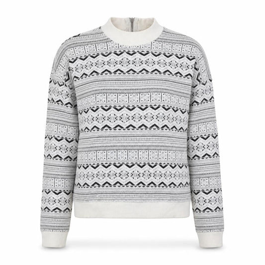 Bershka Womens White Geometric Polyester Pullover Sweatshirt Size S Zip