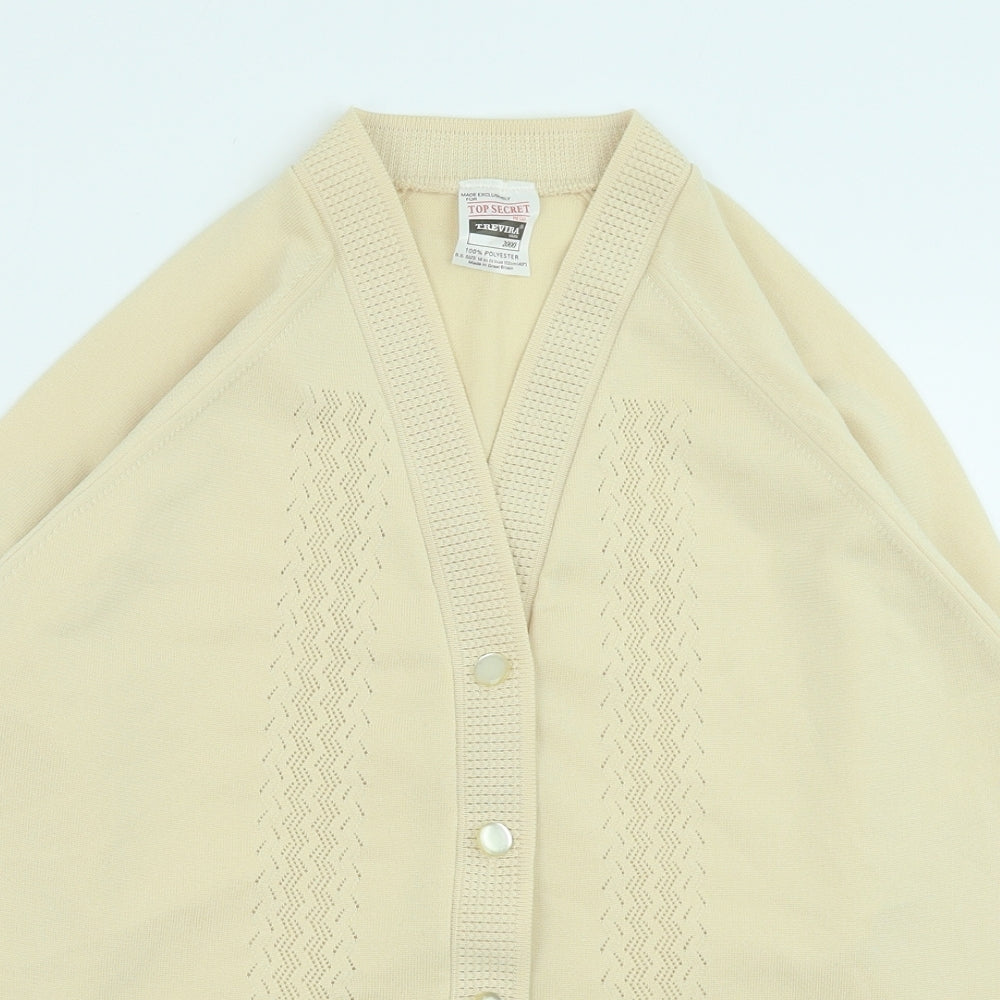 Marks and Spencer Womens Yellow V-Neck Polyester Cardigan Jumper Size 18