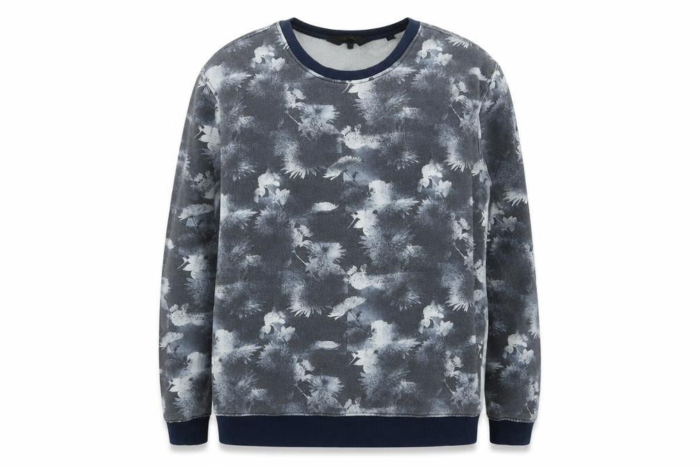 !Solid Womens Blue Geometric Polyester Pullover Sweatshirt Size S Pullover