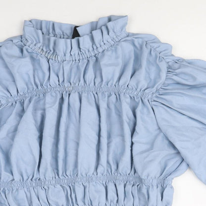 Vera Moda Womens Blue Viscose Basic Blouse Size XS Mock Neck
